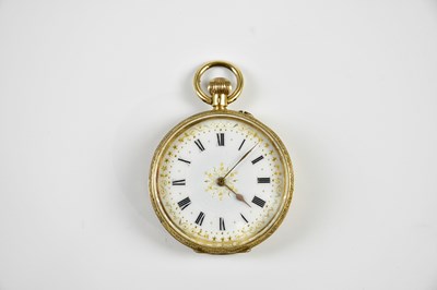 Lot 664 - An 18ct yellow gold crown wind fob watch with...