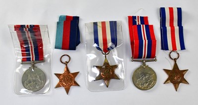 Lot 589 - Five WWII medals, comprising two 1939-45 War...