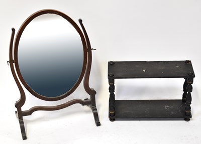 Lot 52 - An Edwardian strung mahogany oval swing toilet...