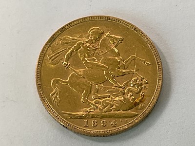 Lot 1316 - A Victorian full sovereign, 1894, old head.
