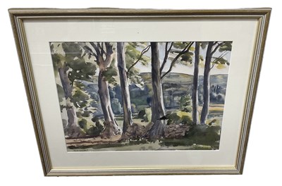 Lot 308 - TOM NISBET (1909-2001); watercolour, rural...
