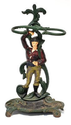 Lot 100 - A small painted cast metal figural umbrella...