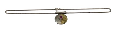 Lot 1471 - A 925 hallmarked silver ruby pendant, the...