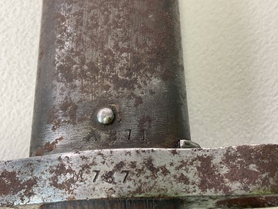 Lot 18 - A British Victorian bayonet with scabbard,...