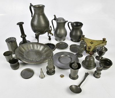 Lot 1418 - A collection of pewter, including a 19th...