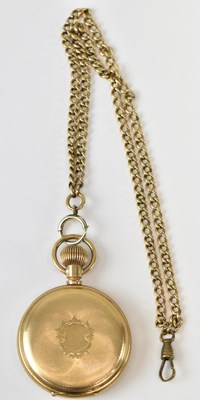 Lot 1636 - WALTHAM; a 14ct yellow gold hunter cased...
