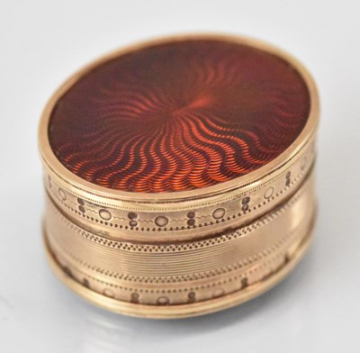 Lot 1352 - A fine 19th century rose gold and red enamel...