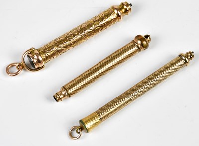 Lot 1334 - Three Victorian yellow metal propelling...