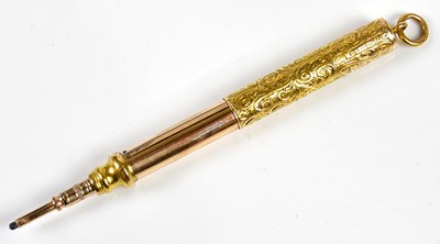 Lot 1337 - A Victorian 9ct yellow gold propelling pencil,...