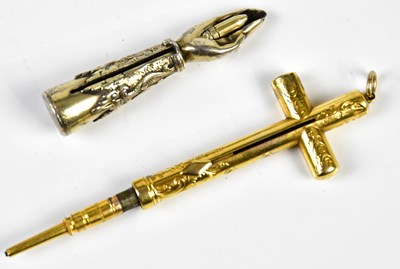 Lot 1318 - Two Victorian yellow metal novelty propelling...