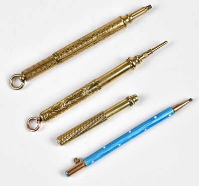 Lot 1349 - Three late Victorian yellow metal propelling...