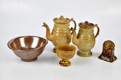 Lot 2801 - BRAMPTON; two 19th century salt glazed teapots,...