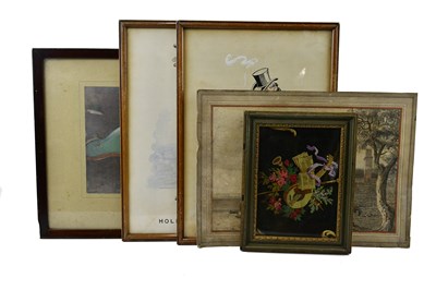 Lot 1599 - A 19th century tapestry of musical instruments,...