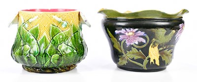 Lot 2817 - A Victorian Majolica jardiniere with relief...
