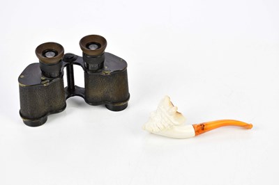 Lot 1380 - A cased meerschaum pipe and a leather cased...