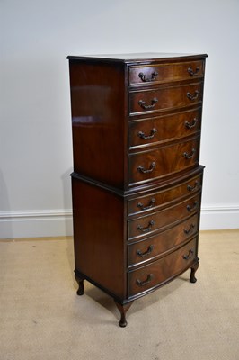 Lot 1201 - A reproduction mahogany bowfront chest of...