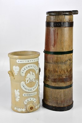 Lot 572 - A coopered oak butter churn, height 64cm,...