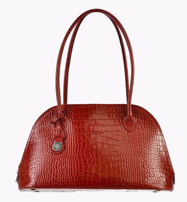 Lot 759 - MULBERRY; a deep red embossed crocodile...
