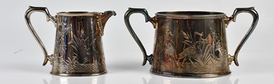 Lot 2290 - WALKER & HALL; a silver plated twin handled...