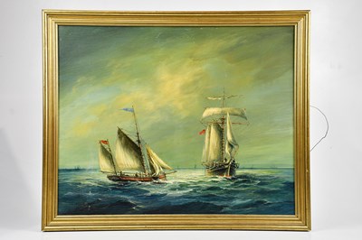 Lot 1793 - MAX PARSONS; oil on panel, maritime scene,...