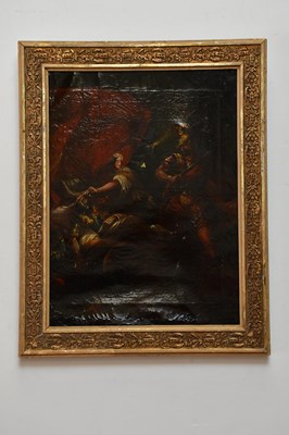 Lot 1778 - UNATTRIBUTED; oil on canvas, soldier killing a...
