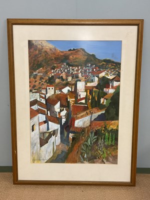 Lot 1514 - BRENDA HARTILL; acrylic on paper, 'Gaucin with...