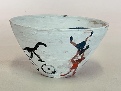 Lot 468 - SIMEON STAFFORD; a conical bowl handpainted by...