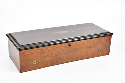Lot 2636 - A 19th century inlaid rosewood music box, the...