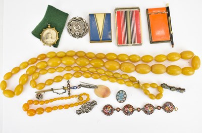 Lot 1031 - Two amber-style necklaces and an amber-style...