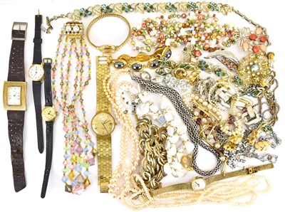 Lot 1048 - Mixed costume jewellery and watches to include...