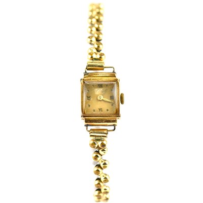 Lot 1062 - ANCRE; a ladies' 18ct gold wristwatch head...