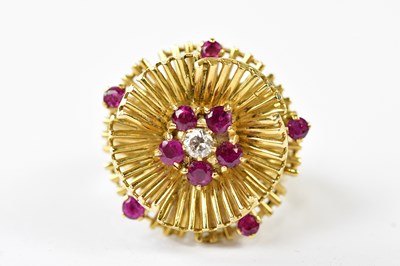 Lot 2392 - A large 18ct yellow gold floral cluster ring...