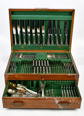 Lot 2261 - An early 20th century part canteen of plated...