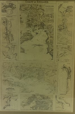 Lot 1470 - A framed map titled the 'Coast of England',...