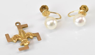 Lot 1528 - A pair of 14ct yellow gold seed pearl set...