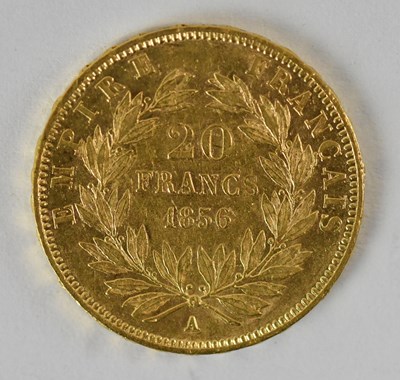 Lot 1588 - A Napoleon III French twenty francs gold coin,...