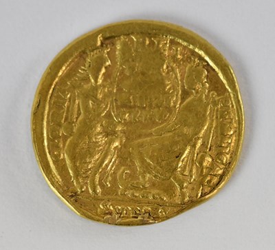 Lot 1585 - A Constantius II Roman gold coin, diameter 2cm,...