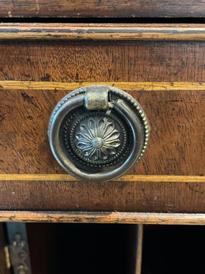 Lot 46 - A reproduction mahogany and inlaid fall front...