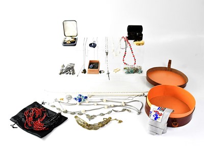 Lot 1043 - A quantity of costume jewellery, military...