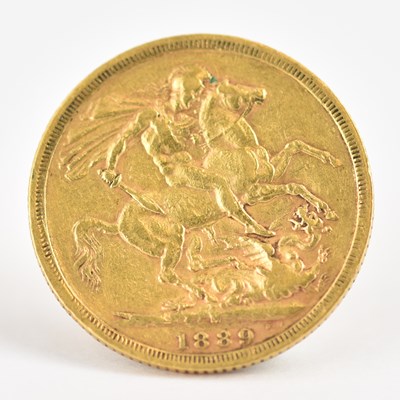 Lot 923 - A Victorian 1889 full sovereign, Melbourne...