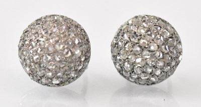 Lot 1503 - A pair of 9ct white gold diamond earrings set...