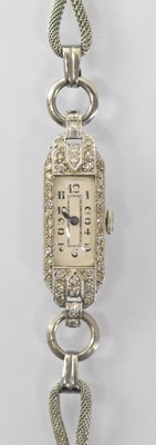 Lot 1645 - A 1930s Art Deco platinum and diamond set lady'...