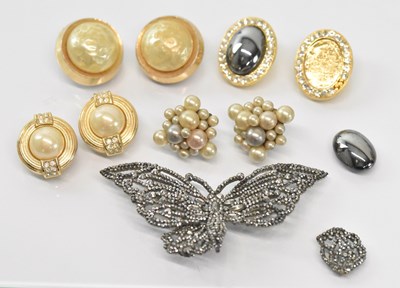 Lot 1553 - CHRISTIAN DIOR; a pair of yellow metal white...