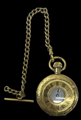Lot 1653 - EXCALIBUR; a yellow metal half hunter cased...