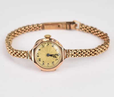 Lot 1073 - A ladies' 9ct gold wristwatch, the...