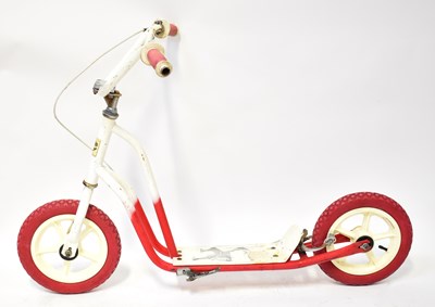 Lot 889 - A children's scooter in red and white, height...