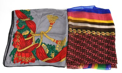 Lot 771 - FENDI; a multi-coloured blue, pink, brown and...