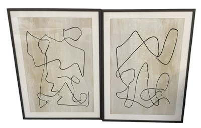 Lot 225 - A pair of modern abstract figural prints, each...