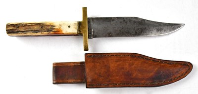 Lot 516 - A Victorian antler-handled Bowie knife with...