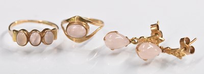 Lot 1484 - A 9ct yellow gold rose quartz set dress ring,...
